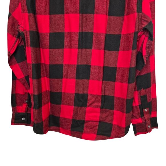 NWT George Men's L (42-44) Red Plaid Flannel Long Sleeve Buffalo Check Shirt - Picture 10 of 15